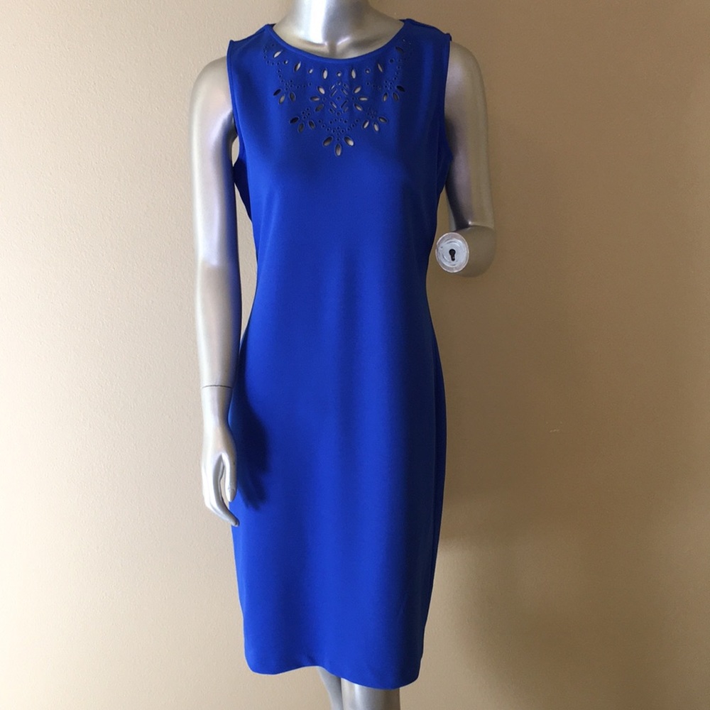 CALVIN KLEIN | Eyelet-Trim Sheath Dress